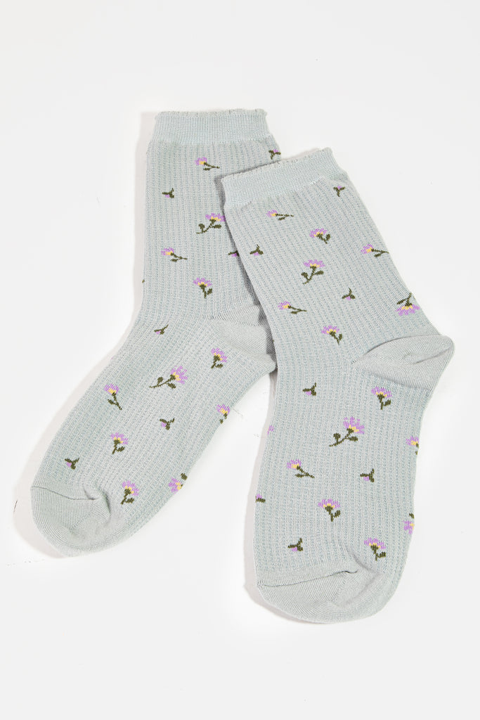 Crew Lettuce Trim Embroidery Socks with Stylish Prints (Various Colors)