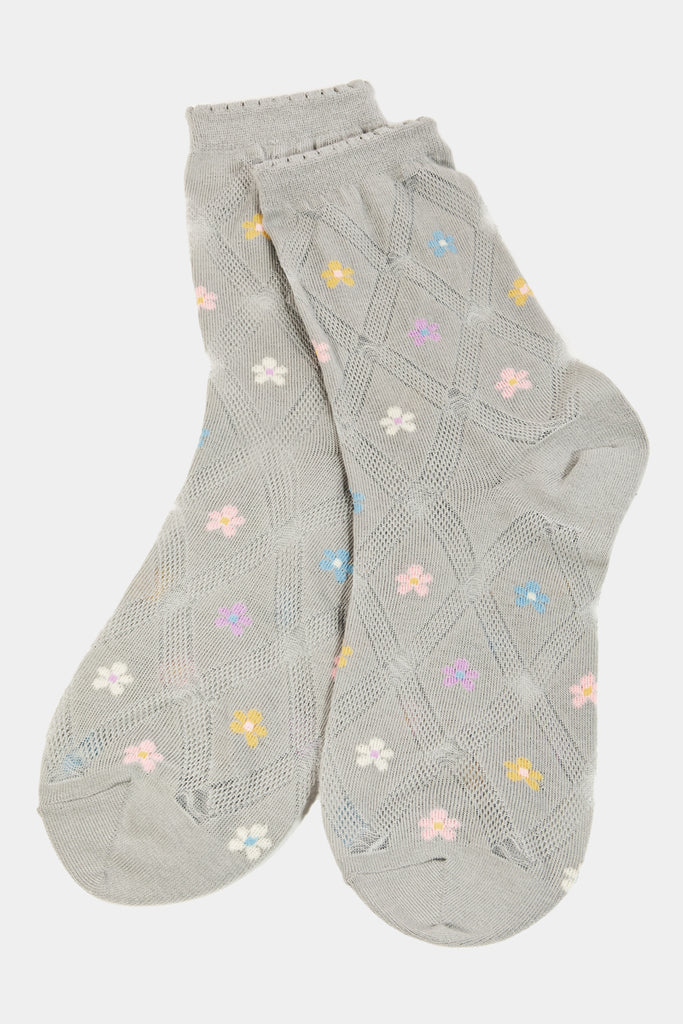 Crew Lettuce Trim Embroidery Socks with Stylish Prints (Various Colors)