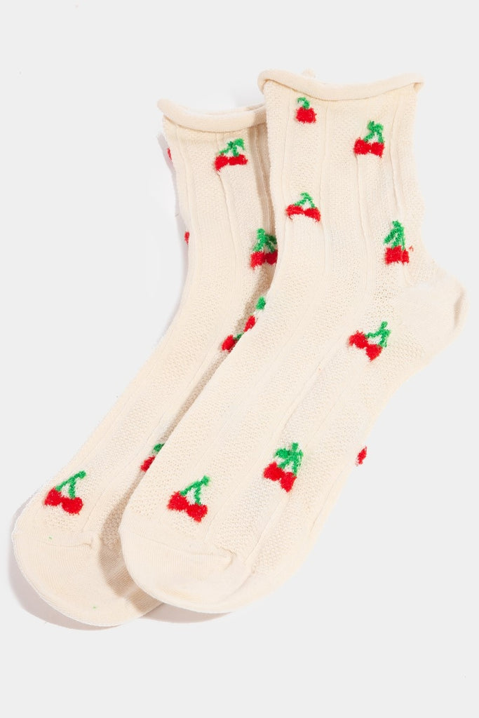 Crew Cuff Embroidery Socks with Stylish Prints (Assorted Styles)