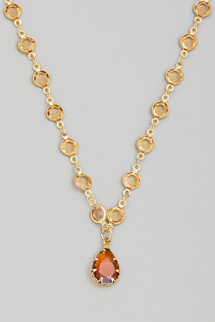 My Statement Color Beaded Necklace with Teardrop in Gold