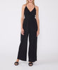 Eleni Open Back Relaxed Cotton Gauze Halter Jumpsuit in Black