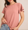 Dusty Rose Ruffle Short Sleeve Top