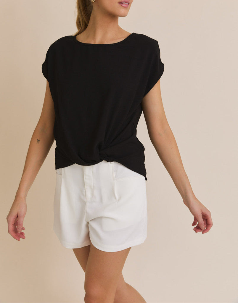 Knot-Front Twisted Short Sleeve Top (Assorted)