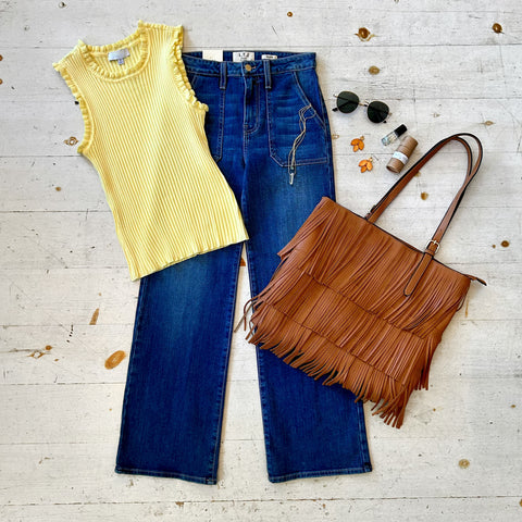 Set The Pace Button Up Cropped Halter Top With Pant In Dusty Blue