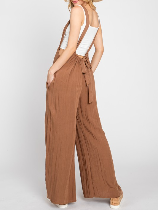 DAY OFF SUSPENDER JUMPSUIT AMBER BROWN