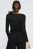 Must Have Square Neckline Double Layer Softest Long Sleeve Tee In Black