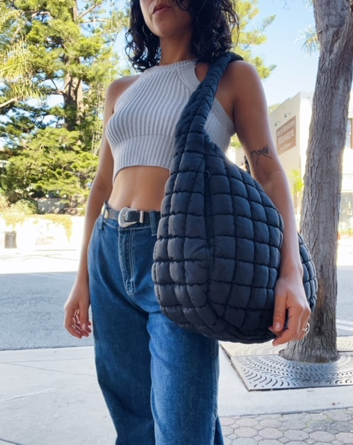Puffer Over-sized Tote Bag in Black