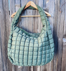 Puffer Over-sized Tote Bag in Military Green