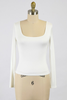 Skylar Square Neckline Double Layer Softest Long Sleeve Tee In Ivory