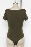 Must Have Square Neckline Double Layer Softest Bodysuit In Olive