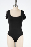 Must Have Square Neckline Double Layer Softest Bodysuit In Black