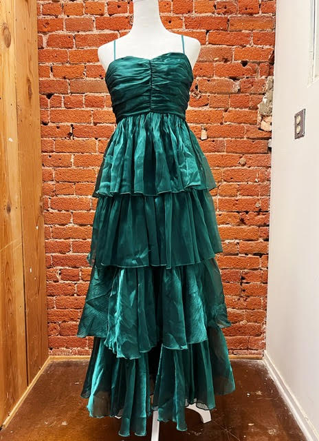 Shine Bright Emerald Tiered Spaghetti Strap Dress
