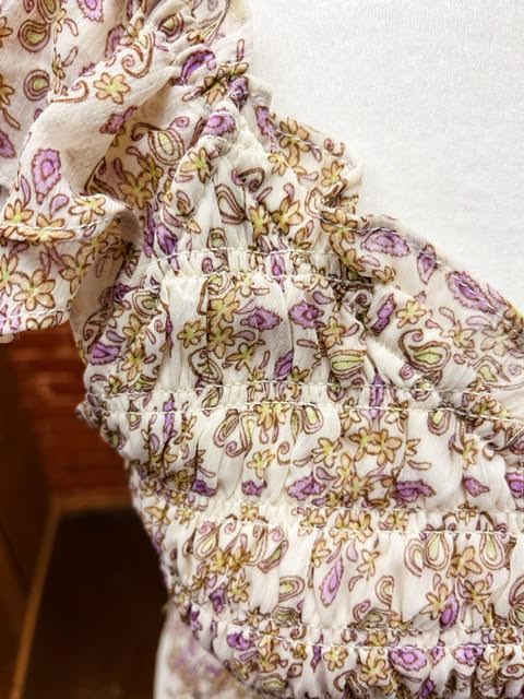 In the Park Sheer Ruffle sleeve flower print top