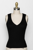Ofelia Ribbed V-Neck Sleeveless Sweater Top in Black