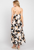 Malibu Ruffle Hem Graphic Floral Printed Midi Dress In Black/Taupe Multi