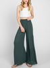 Lyra Woven Elastic Waist Wide Leg Pant in Hunter Green