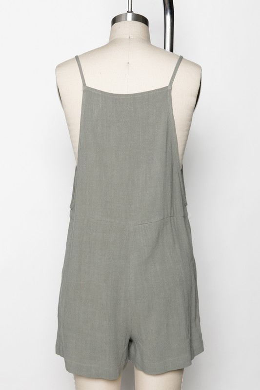 Marceline Spaghetti Strap Romper In Olive