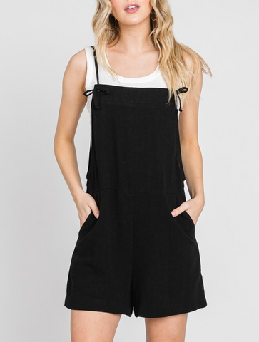 Swing Of Things Cotton Gauze Button Down Romper In Charcoal