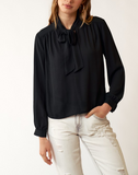 In Charge Tie-Front Blouse in Black
