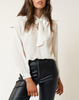 IN-CHARGE TIE-FRONT BLOUSE WHITE