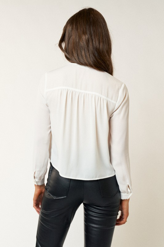 IN-CHARGE TIE-FRONT BLOUSE WHITE