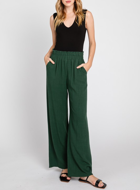 Azra Wide Leg Set With Twin Pockets In Grass Green