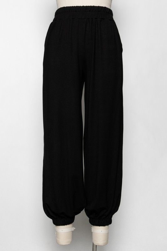 Aladdin Jogger Pants with Elastic Waist in Black