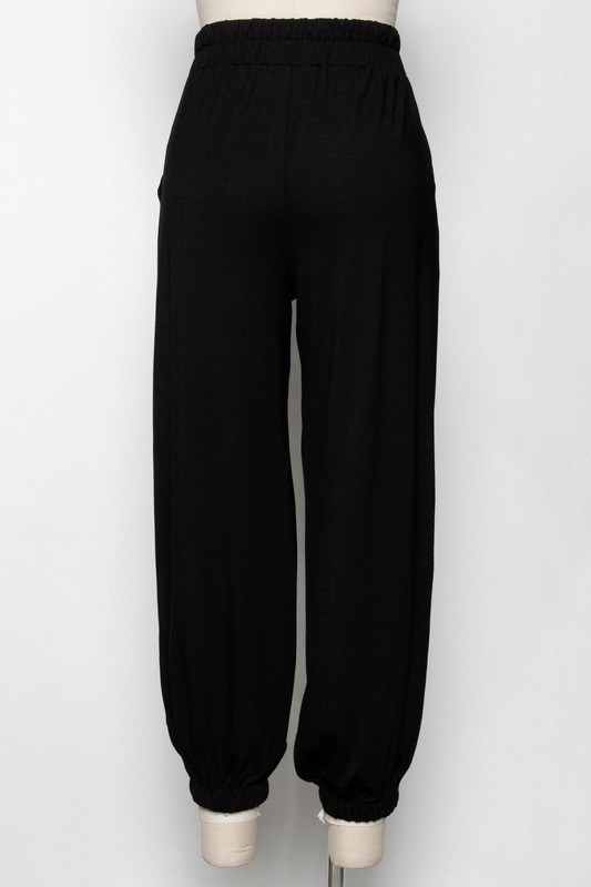 Aladdin Jogger Pants with Elastic Waist in Black