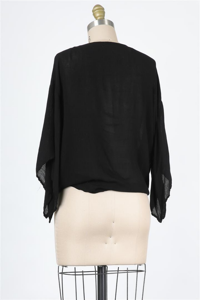 After Dusk Tie-Front Wrap Kimono Black