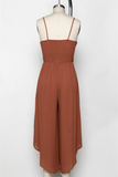 Never Better Front Ruched Round Hemming Midi Jumpsuit Cinnabar