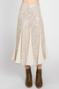 The Pearl Sequin Godet Contrast Midi Skirt in Champagne