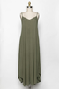Crepe Cotton Gauze Maxi Dress With Pockets In Olive