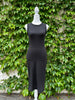 Perfect Day Fitted Ribbed Jersey Midi Dress In Black