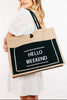 Hello Weekend Burlap Tote Bag
