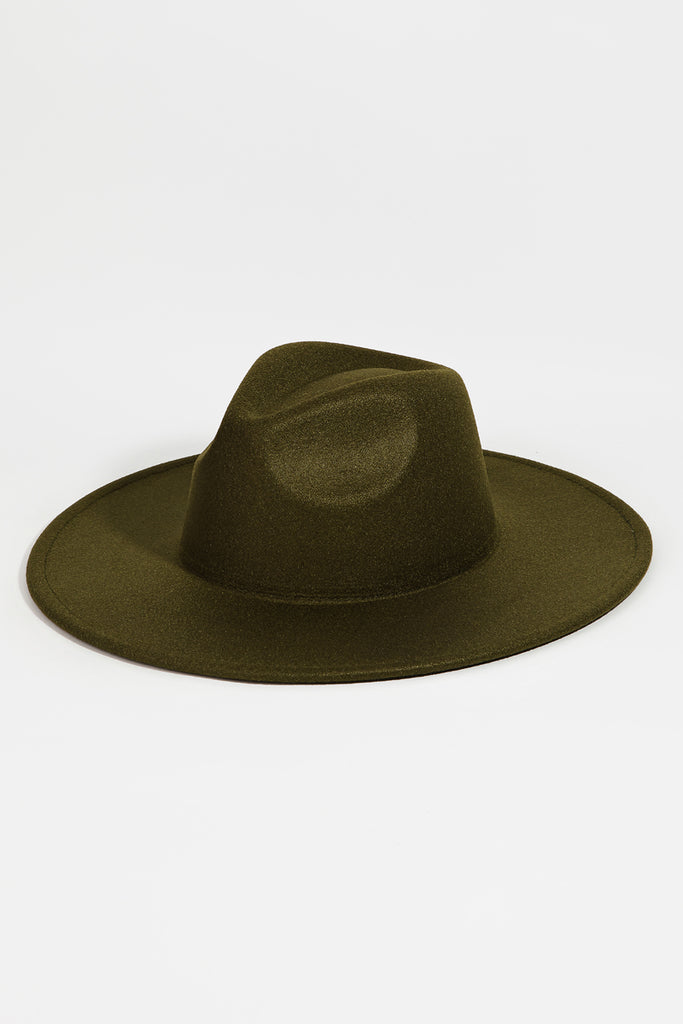 Fawn Felt Fedora Hat in Olive