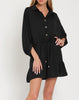 On the Town Satin Button Up Romper in Black