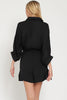 On the Town Satin Button Up Romper in Black