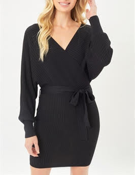 Hold Me Close Wrap Front Midi Sweater Dress in Charcoal