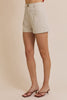 Desert Chic Front Pleated Shorts in Natural Stone
