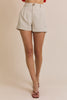 Desert Chic Front Pleated Shorts in Natural Stone