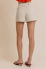 Desert Chic Front Pleated Shorts in Natural Stone