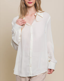 Leslie Navy & White Striped Button Down Shirt