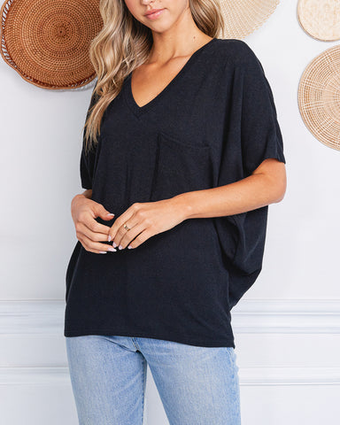 Meant To Be Puff Sleeve Blouse With Front Bow In Black