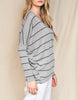 Soft V Neck Dolman Long Sleeve Top In Grey and Black