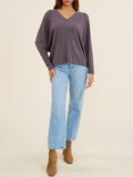 24/7 Softest V Neck Dolman Long Sleeve Top in Cocoa