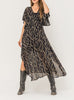 BEFORE SUNRISE V-NECK BLACK & GOLD MAXI DRESS
