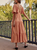 So Serene Maxi Dress With Flutter Sleeves In Apricot