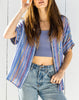 Sadie Blue Multi Colored Striped Button Down Shirt