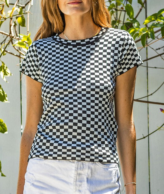 Nova Black & White Checkered Crop Top