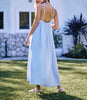 Josephine Mineral Wash Cotton Gauze Maxi Dress With Braided Straps In Sky Blue